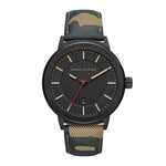 ARMANI EXCHANGE ANALOG QUARTZ BLACK STAINLESS STEEL AX1460 CAMO LEATHER STRAP MEN'S WATCH - H2 Hub Watches