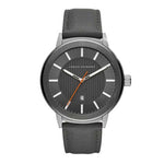 ARMANI EXCHANGE ANALOG QUARTZ SILVER STAINLESS STEEL AX1462 GREY LEATHER STRAP MEN'S WATCH - H2 Hub Watches