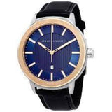 ARMANI EXCHANGE ANALOG QUARTZ TWO TONE STAINLESS STEEL AX1463 BLACK LEATHER STRAP MEN'S WATCH