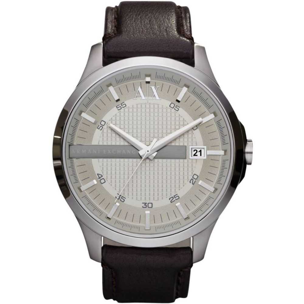 ARMANI EXCHANGE ANALOG QUARTZ SILVER STAINLESS STEEL AX2100 BLUE RUBBER STRAP MEN'S WATCH - H2 Hub Watches
