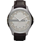 ARMANI EXCHANGE ANALOG QUARTZ SILVER STAINLESS STEEL AX2100 BLUE RUBBER STRAP MEN'S WATCH - H2 Hub Watches