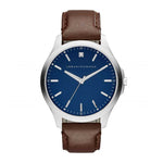 ARMANI EXCHANGE ANALOG QUARTZ SILVER STAINLESS STEEL AX2181 BROWN LEATHER STRAP MEN'S WATCH - H2 Hub Watches