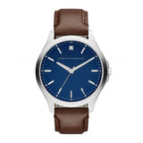 ARMANI EXCHANGE ANALOG QUARTZ SILVER STAINLESS STEEL AX2181 BROWN LEATHER STRAP MEN'S WATCH - H2 Hub Watches