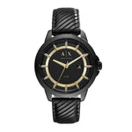 ARMANI EXCHANGE ANALOG QUARTZ BLACK STAINLESS STEEL AX2266 LEATHER STRAP MEN'S WATCH - H2 Hub Watches