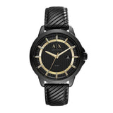 ARMANI EXCHANGE ANALOG QUARTZ BLACK STAINLESS STEEL AX2266 LEATHER STRAP MEN'S WATCH - H2 Hub Watches