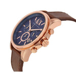 ARMANI EXCHANGE CHRONOGRAPH ROSE GOLD STAINLESS STEEL AX2508 BROWN LEATHER STRAP MEN'S WATCH - H2 Hub Watches