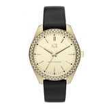 ARMANI EXCHANGE ANALOG QUARTZ GOLD STAINLESS STEEL AX5507 BLACK LEATHER STRAP WOMEN'S WATCH - H2 Hub Watches