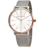 ARMANI EXCHANGE GOLD STAINLESS STEEL AX5537 SILVER MESH STRAP WOMEN'S WATCH