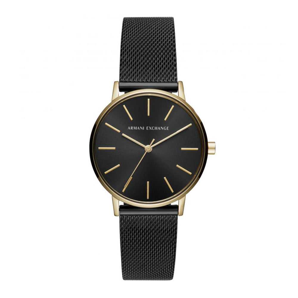 ARMANI EXCHANGE ANALOG QUARTZ GOLD STAINLESS STEEL AX5548 BLACK MESH STRAP WOMEN'S WATCH - H2 Hub Watches