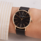 ARMANI EXCHANGE ANALOG QUARTZ GOLD STAINLESS STEEL AX5548 BLACK MESH STRAP WOMEN'S WATCH