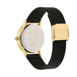 ARMANI EXCHANGE ANALOG QUARTZ GOLD STAINLESS STEEL AX5548 BLACK MESH STRAP WOMEN'S WATCH