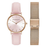 BCBGMAXAZRIA QUARTZ GOLD STAINLESS STEEL BG50669002 PINK LEATHER STRAP WOMEN'S WATCH - H2 Hub Watches