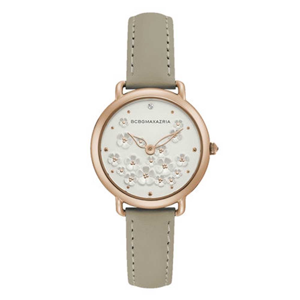 BCBGMAXAZRIA QUARTZ ROSE GOLD STAINLESS STEEL BG50676003 GREEN LEATHER STRAP WOMEN'S WATCH - H2 Hub Watches