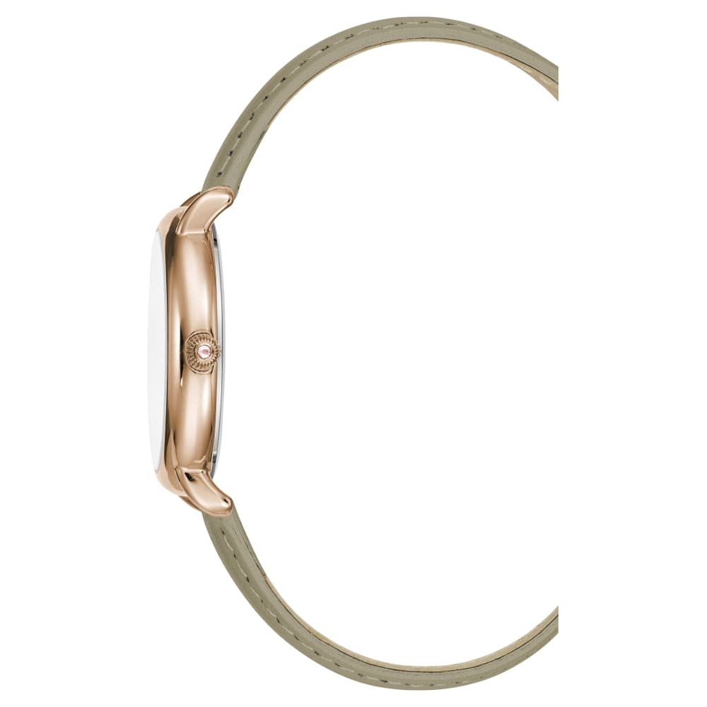 BCBGMAXAZRIA QUARTZ ROSE GOLD STAINLESS STEEL BG50676003 GREEN LEATHER STRAP WOMEN'S WATCH - H2 Hub Watches