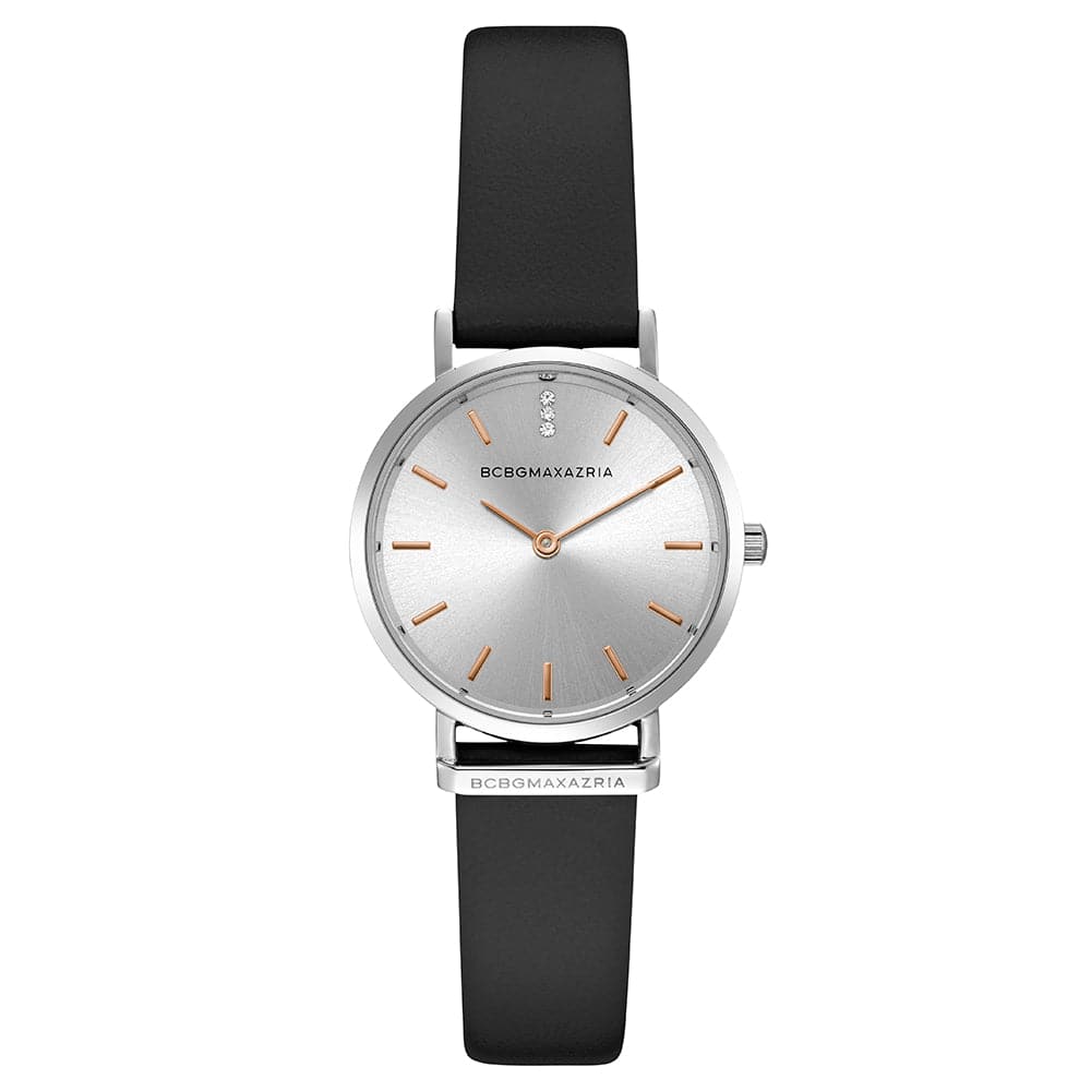 BCBGMAXAZRIA QUARTZ SILVER MINIMALIST LEATHER BG50821001 WOMEN'S WATCH - H2 Hub Watches