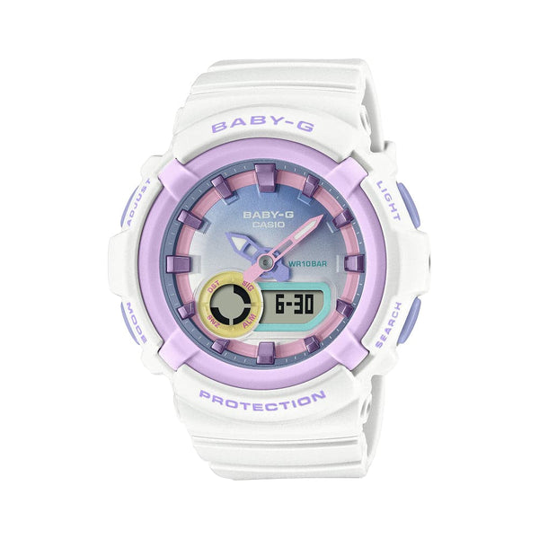 Casio Baby-G Digital-Analogue White Resin Strap Women Watch BGA-280PM-7ADR