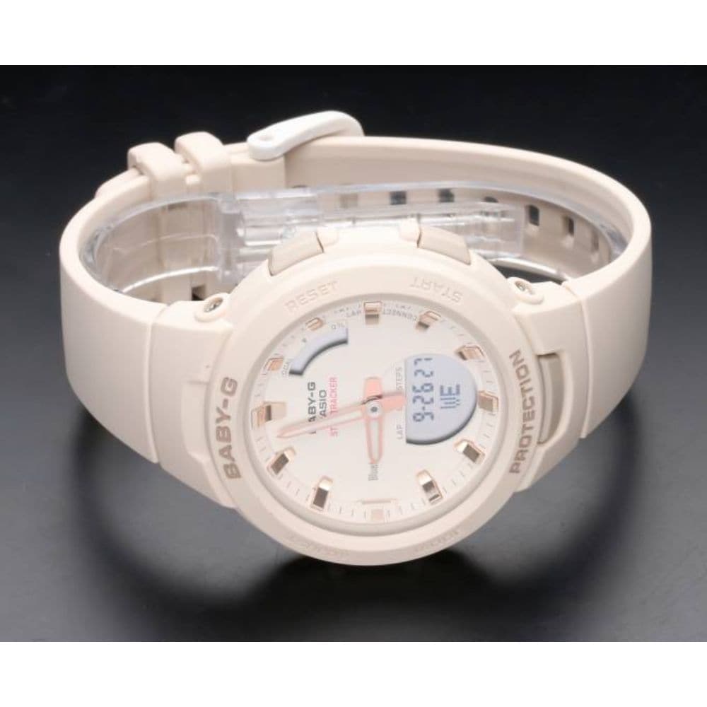 CASIO BABY-G BSA-B100-4A1DR DIGITAL QUARTZ BEIGE RESIN G-SQUAD WOMEN'S WATCH - H2 Hub Watches