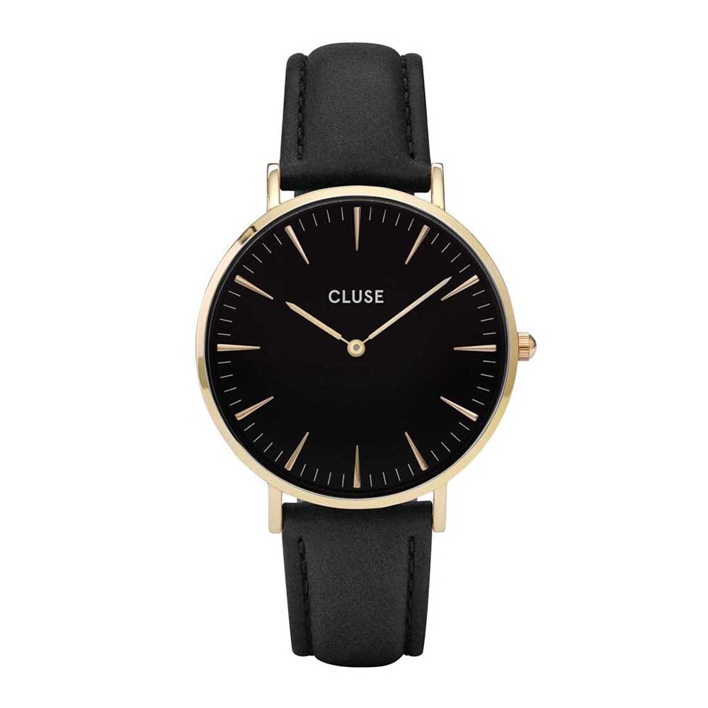 CLUSE LA BOHEME QUARTZ GOLD STAINLESS STEEL CL18401 BLACK LEATHER STRAP LADIES WATCH - H2 Hub Watches