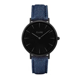 CLUSE LA BOHEME QUARTZ BLACK STAINLESS STEEL CL18507 BLUE LEATHER STRAP LADIES WATCH - H2 Hub Watches