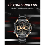 NAVIFORCE NF9201 RG/B  STAINLESS STEEL DUAL TIME ROSE BLACK MEN'S WATCH