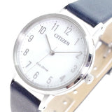 CITIZEN EM0571-16A ECO- DRIVE SILVER STAINLESS STEEL BLUE LEATHER STRAP WOMEN'S WATCH