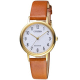 CITIZEN EM0578-17A ECO-DRIVE GOLD STAINLESS STEEL BROWN LEATHER STRAP WOMEN'S WATCH