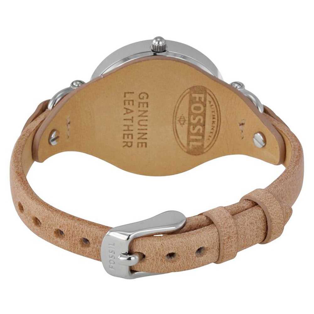 FOSSIL GEORGIA ANALOG QUARTZ SILVER STAINLESS STEEL ES2830 BROWN LEATHER STRAP WOMEN'S WATCH - H2 Hub Watches