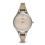 FOSSIL GEORGIA ANALOG QUARTZ SILVER STAINLESS STEEL ES2830 BROWN LEATHER STRAP WOMEN'S WATCH - H2 Hub Watches