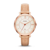 FOSSIL JACQUELINE ANALOG QUARTZ ROSE GOLD STAINLESS STEEL ES3487 BROWN LEATHER STRAP WOMEN'S WATCH - H2 Hub Watches