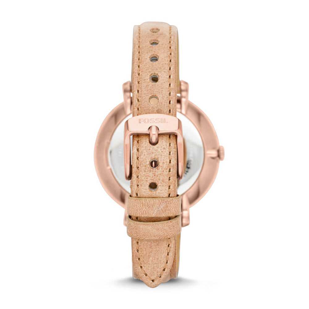 FOSSIL JACQUELINE ANALOG QUARTZ ROSE GOLD STAINLESS STEEL ES3487 BROWN LEATHER STRAP WOMEN'S WATCH - H2 Hub Watches