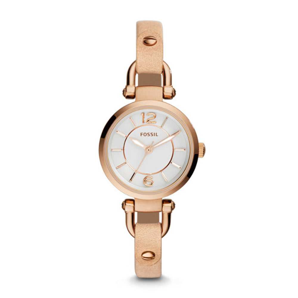 FOSSIL GEORGIA ANALOG QUARTZ GOLD STAINLESS STEEL ES3745 LEATHER STRAP WOMEN'S WATCH - H2 Hub Watches