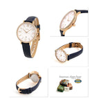 FOSSIL JACQUELINE ANALOG QUARTZ ROSE GOLD STAINLESS STEEL ES4291 BLUE LEATHER STRAP WOMEN'S WATCH - H2 Hub Watches