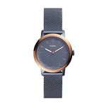 FOSSIL NEELY ANALOG QUARTZ ROSE GOLD STAINLESS STEEL ES4312 BLUE MESH STRAP WOMEN'S WATCH - H2 Hub Watches