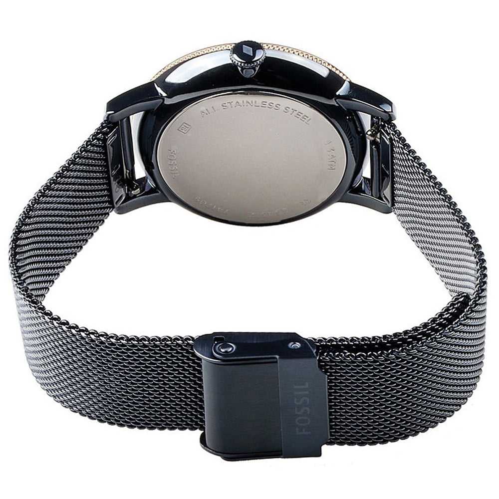 FOSSIL NEELY ANALOG QUARTZ ROSE GOLD STAINLESS STEEL ES4312 BLUE MESH STRAP WOMEN'S WATCH - H2 Hub Watches