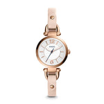 FOSSIL GEORGIA ANALOG QUARTZ ROSE GOLD STAINLESS STEEL ES4340 PINK LEATHER STRAP WOMEN'S WATCH - H2 Hub Watches