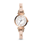 FOSSIL GEORGIA ANALOG QUARTZ ROSE GOLD STAINLESS STEEL ES4340 PINK LEATHER STRAP WOMEN'S WATCH - H2 Hub Watches