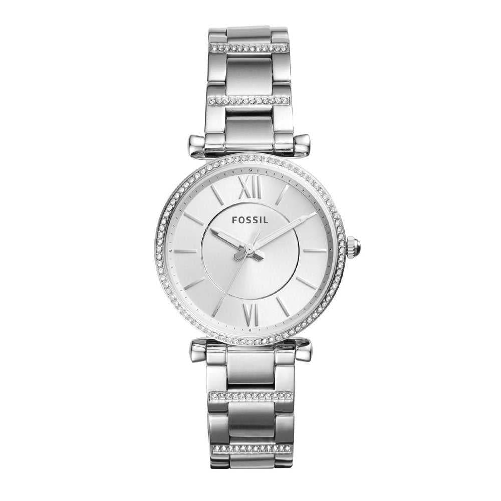 FOSSIL CARLIE ANALOG QUARTZ SILVER STAINLESS STEEL ES4341 WOMEN'S WATCH - H2 Hub Watches