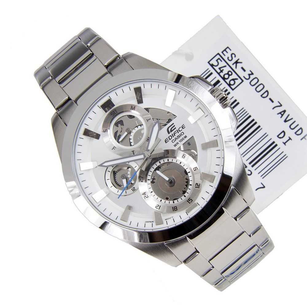 CASIO EDIFICE ESK-300D-7AVUDF CHRONOGRAPH SILVER STAINLESS STEEL MEN'S WATCH - H2 Hub Watches