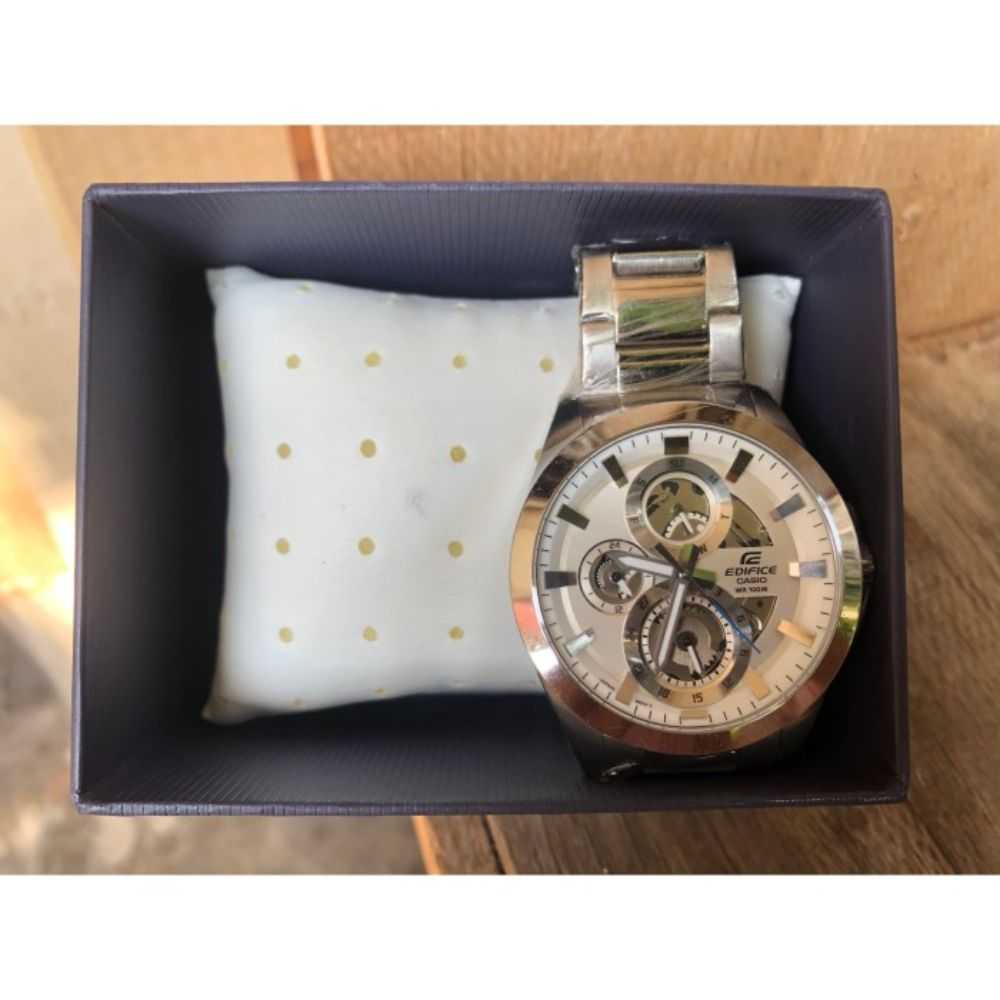 CASIO EDIFICE ESK-300D-7AVUDF CHRONOGRAPH SILVER STAINLESS STEEL MEN'S WATCH - H2 Hub Watches