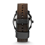 FOSSIL MACHINE CHRONOGRAPH BLACK STAINLESS STEEL FS4656 BROWN LEATHER STRAP MEN'S WATCH - H2 Hub Watches