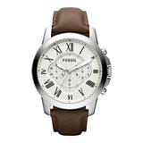 FOSSIL NEUTRA CHRONOGRAPH SILVER STAINLESS STEEL FS4735IE BROWN LEATHER STRAP MEN'S WATCH - H2 Hub Watches