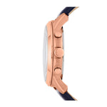FOSSIL GRANT CHRONOGRAPH ROSE GOLD STAINLESS STEEL FS4835 BLUE LEATHER STRAP MEN'S WATCH - H2 Hub Watches