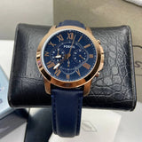 Fossil Grant Chronograph Navy Leather Men's Watch FS4835