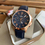 Fossil Grant Chronograph Navy Leather Men's Watch FS4835