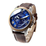FOSSIL GRANT CHRONOGRAPH GOLD STAINLESS STEEL FS5150 BROWN LEATHER STRAP MEN'S WATCH - H2 Hub Watches