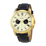 FOSSIL GRANT CHRONOGRAPH GOLD STAINLESS STEEL FS5272 MEN'S BLACK LEATHER STRAP WATCH - H2 Hub Watches