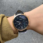 FOSSIL NEUTRA CHRONOGRAPH ROSE GOLD STAINLESS STEEL FS5381 BLACK LEATHER STRAP MEN'S WATCH - H2 Hub Watches