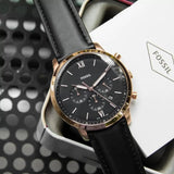 FOSSIL NEUTRA CHRONOGRAPH FS5381 BLACK LEATHER STRAP MEN'S WATCH
