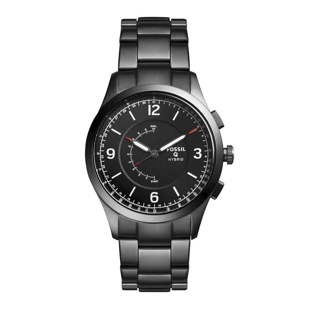 FOSSIL HYBRID SMARTWATCH Q ACTIVIST DIGITAL BLACK STAINLESS STEEL FTW1 H2 Hub