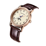 ARIES GOLD URBAN ROSE GOLD STAINLESS STEEL ETIENNE G 1003 RG-BEI BROWN LEATHER STRAP MEN'S WATCH - H2 Hub Watches